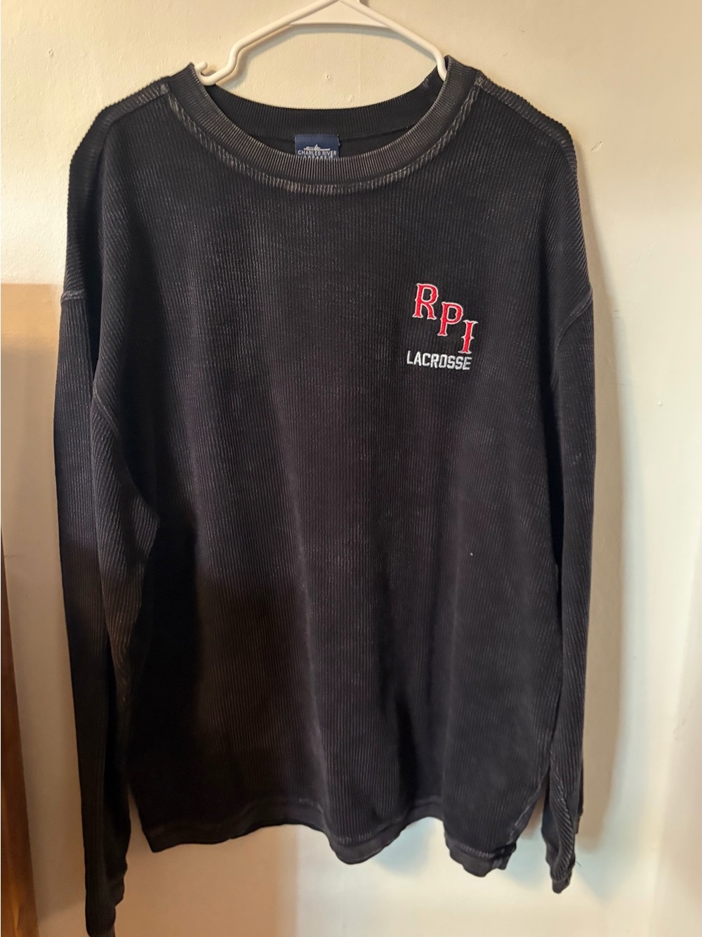 RPI Lacrosse Long-Sleeve Corduroy Crewneck Sweater